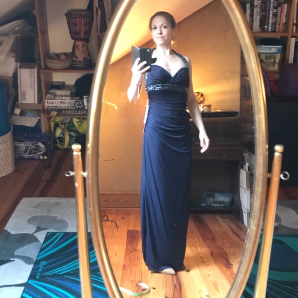 JS Boutique Navy Sequin Halter Gown, NWT, 4 - Picture 13 of 16